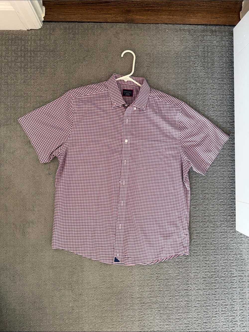 UNTUCKit Short Sleeve Gingham Button-Down in Red, White, & Blue